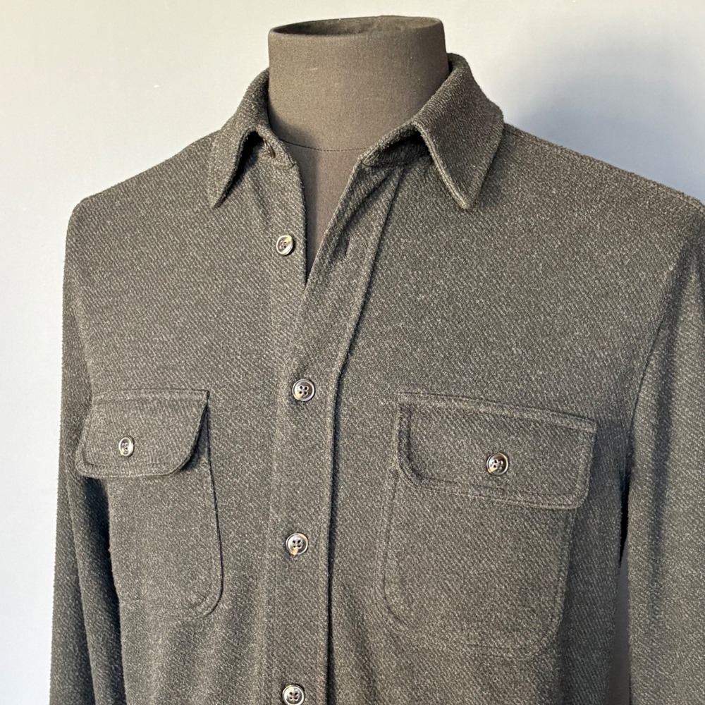 Faherty Brand Knit Twill Button Down Shirt | Sz Small | Charcoal Gray